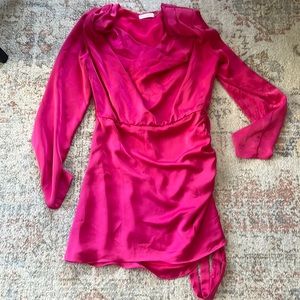 Ramy brook hot pink silk dress